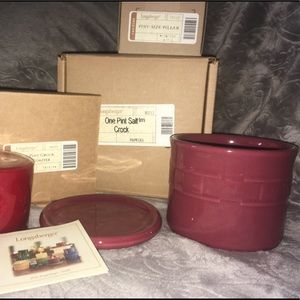 New Longaberger One Pint Salt Crock Set